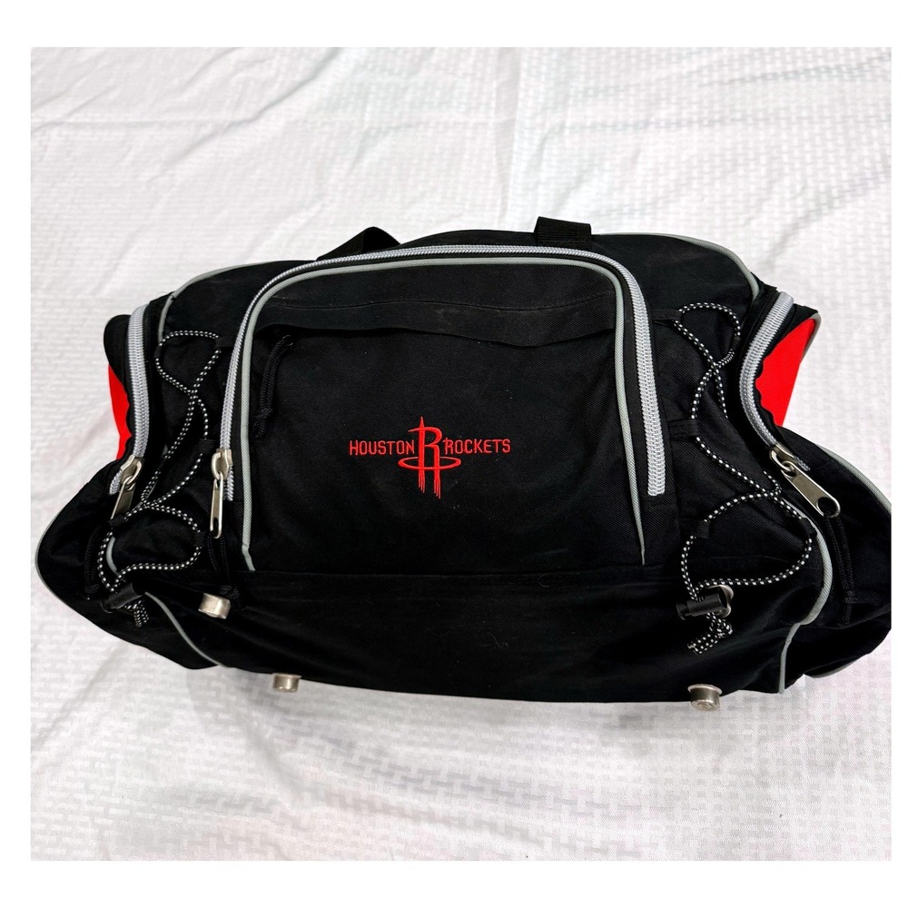 Houston Rockets NBA Duffel Bag Red Black Gym Travel Shoulder Strap Basketball